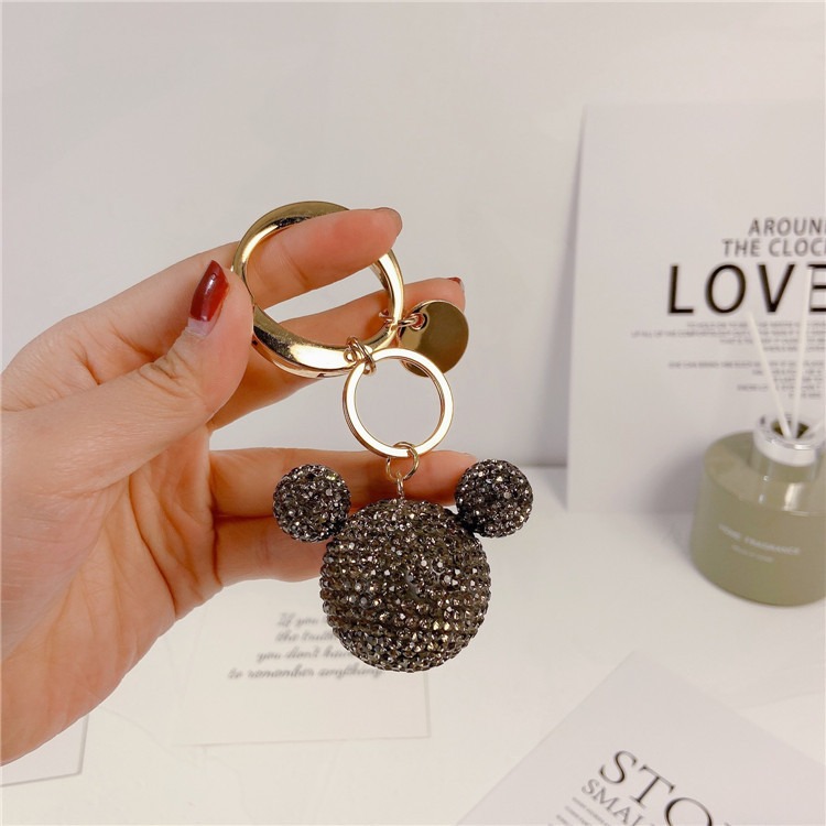 Móc khóa mặt gấu gắn đá