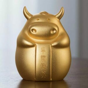 Tượng Trâu Vàng Sung Túc Để Taplo Ô Tô