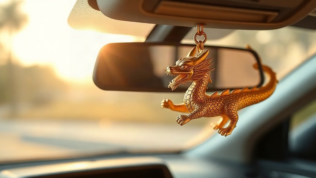 Tượng rồng phong thủy trên xe trang trí taplo hút tài lộc
