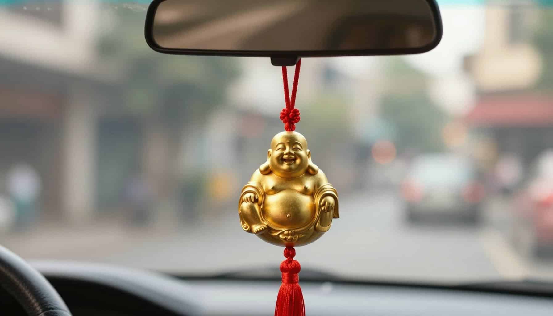 tượng phật cười để ô tô phong thủy cho xe hơi