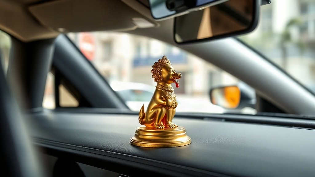 Bài trí vật phẩm phong thủy trên xe với tượng nhỏ gọn an toàn